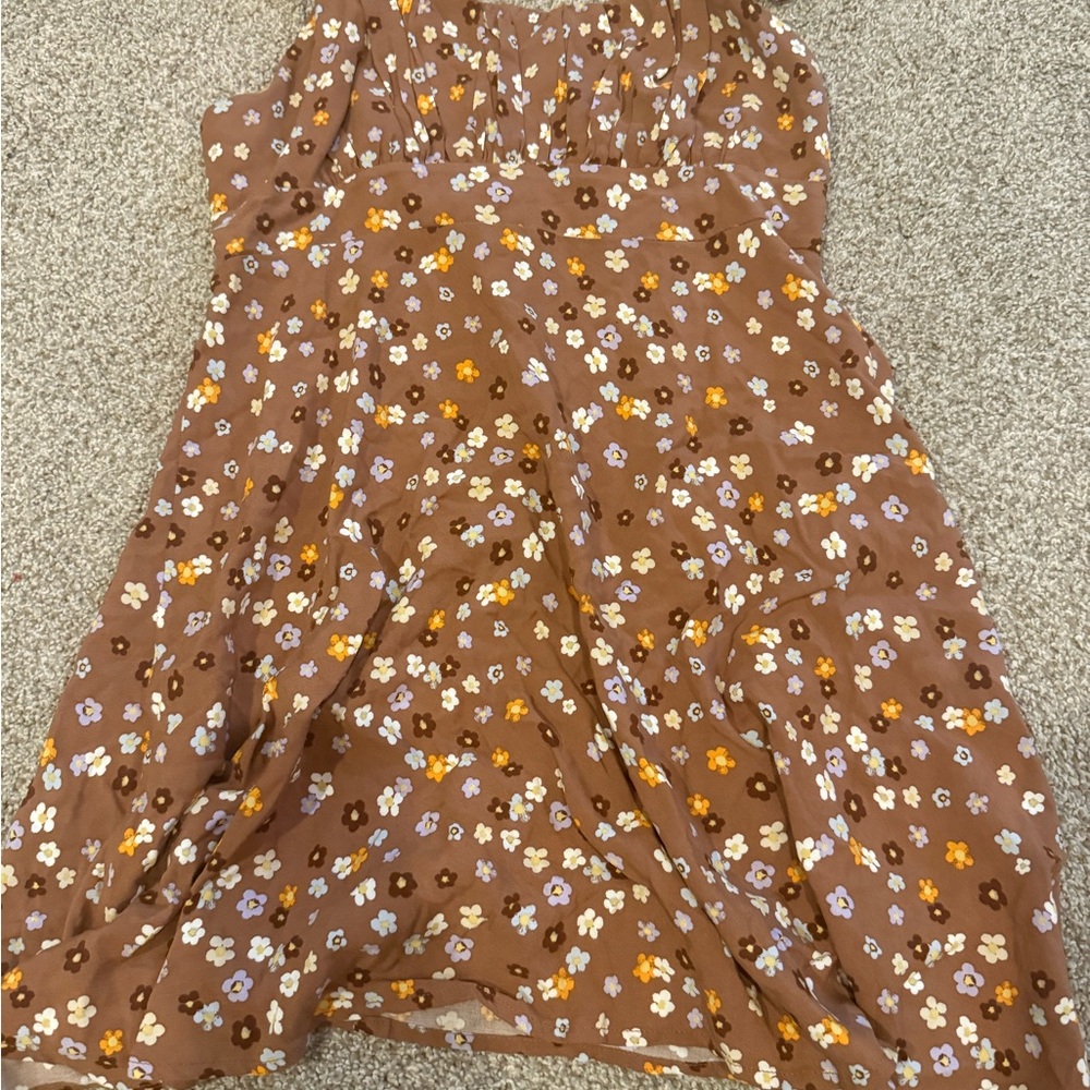 Floral Brown Sleeveless Dress